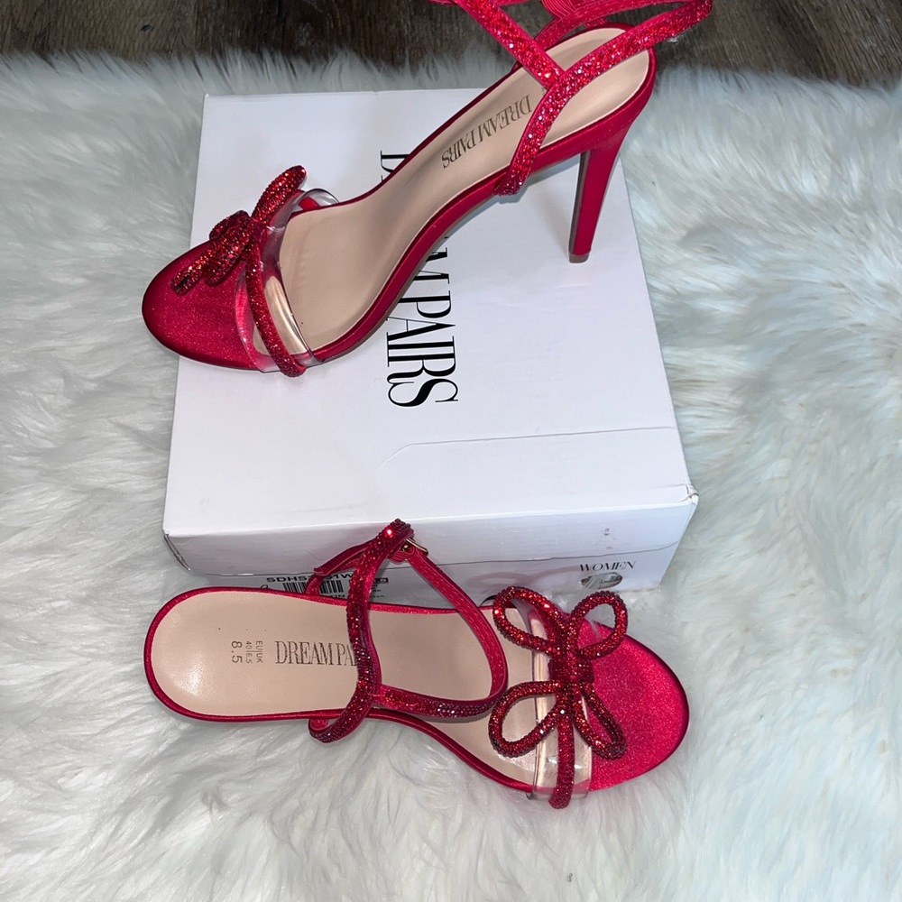 Dream Pairs Red Glitter Heels